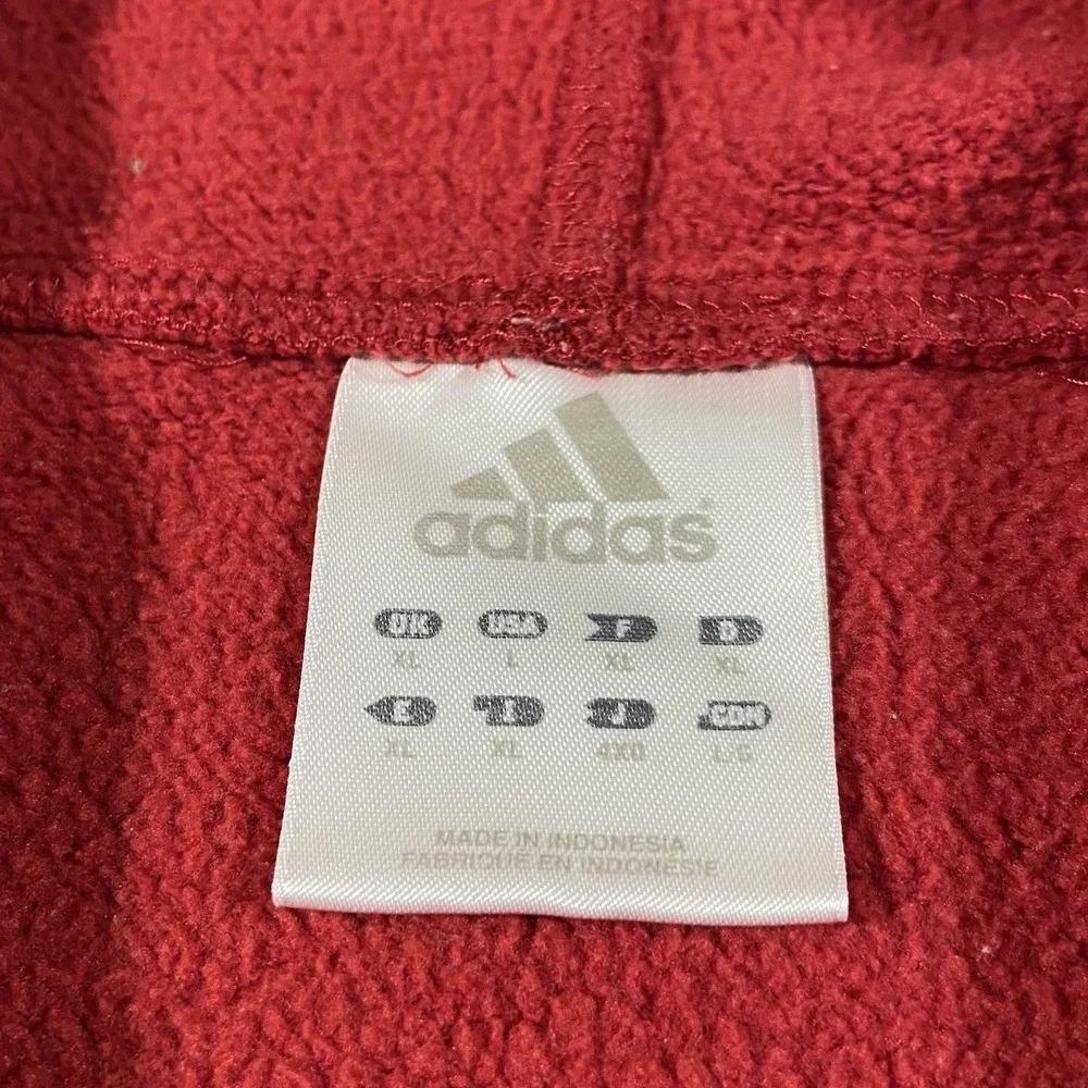 Vintage Adidas Hoodie Sweatshirt Men Size L Red Pullover Embroidered Center Logo